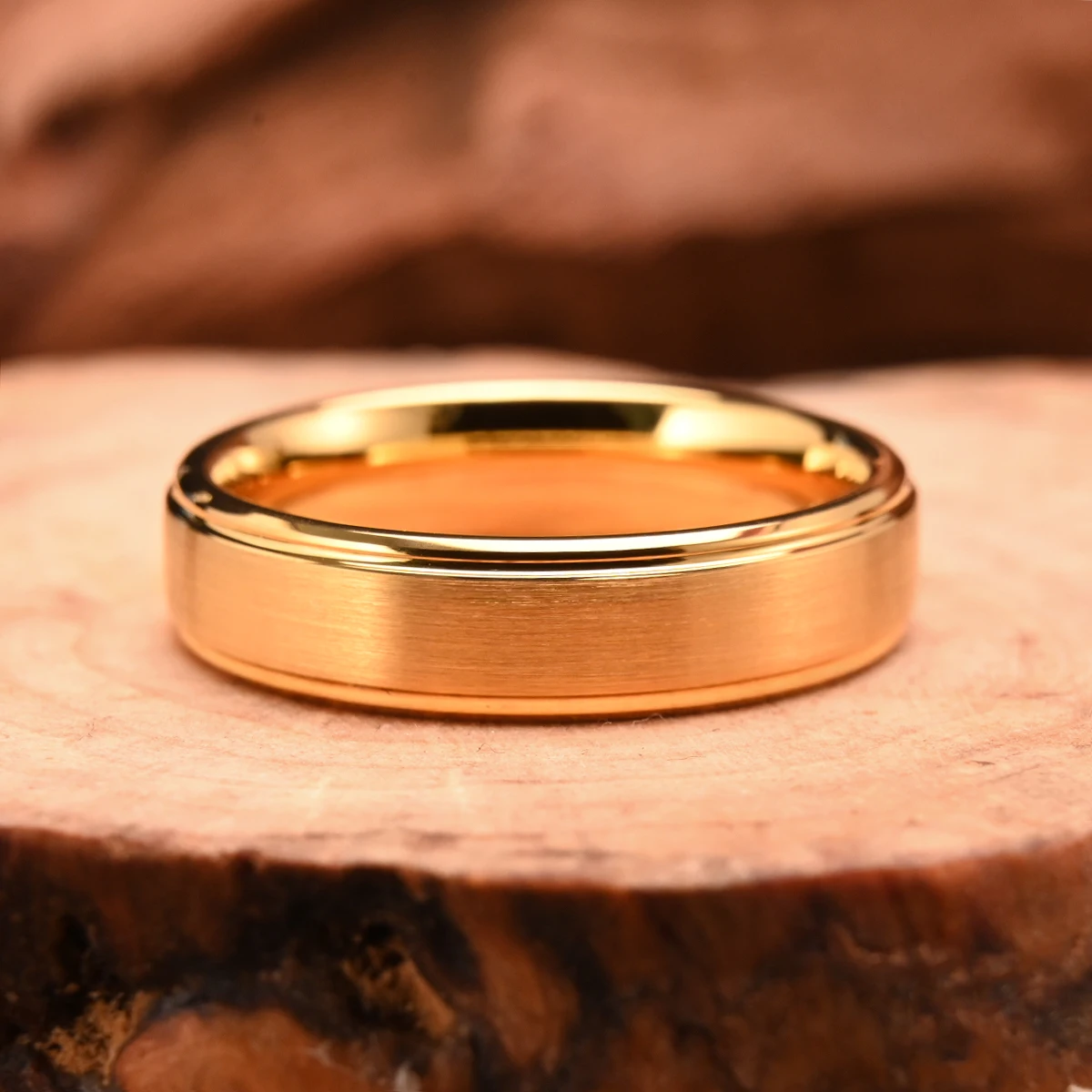 8MM/6MM Goldfarbener Wolframring Herren Eheringe Anillos Bague Homme Pareja De Modeschmuck Paar Verlobungsringe Geschenke – Detail 8