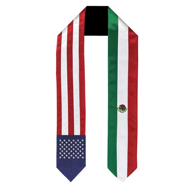 Morning Custom Graduation Stole American Mexico National Flag Sash 180*14cm Graduation Gress Accessory