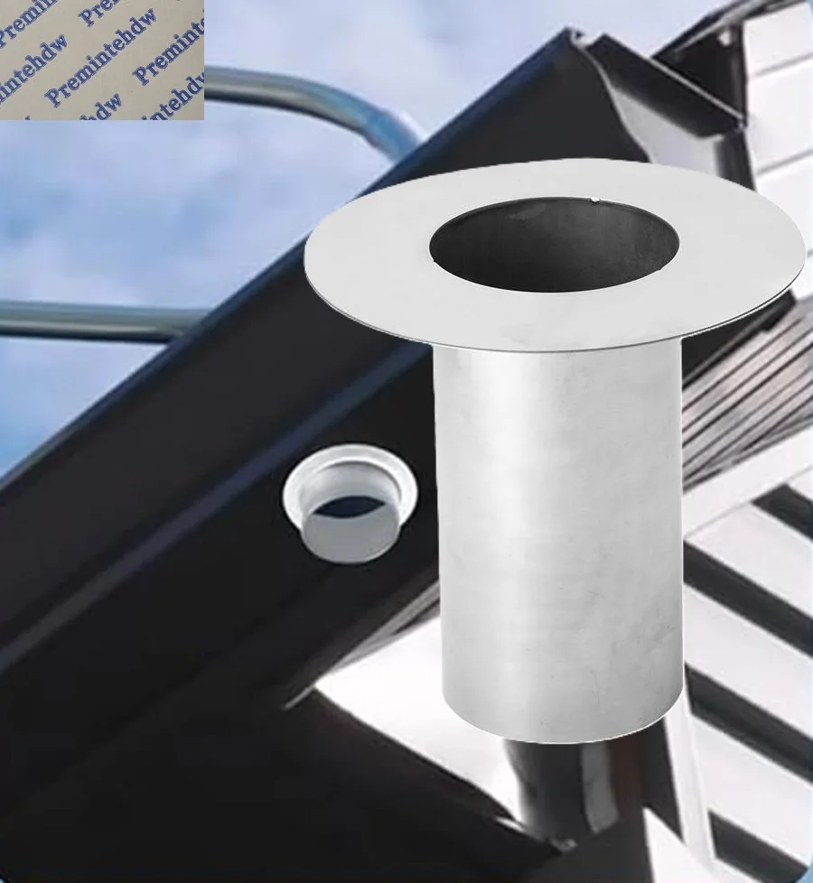 2Pc 304 Stainless Steel Rain Gutter Ditch Outlet Downspout Adapter Flange Joint