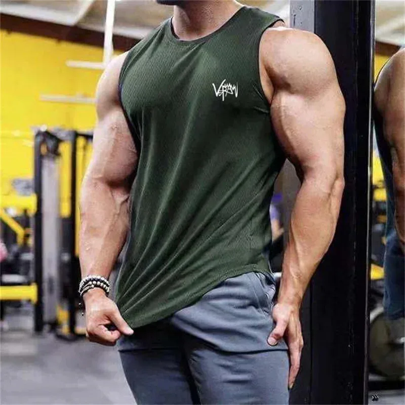 Summer Street Sleeveless T-shirt Men\'s Fitness Vest Casual Muscle Fashion T-shirt Quick Dry Men\'s Vest Fitness Training Clothes