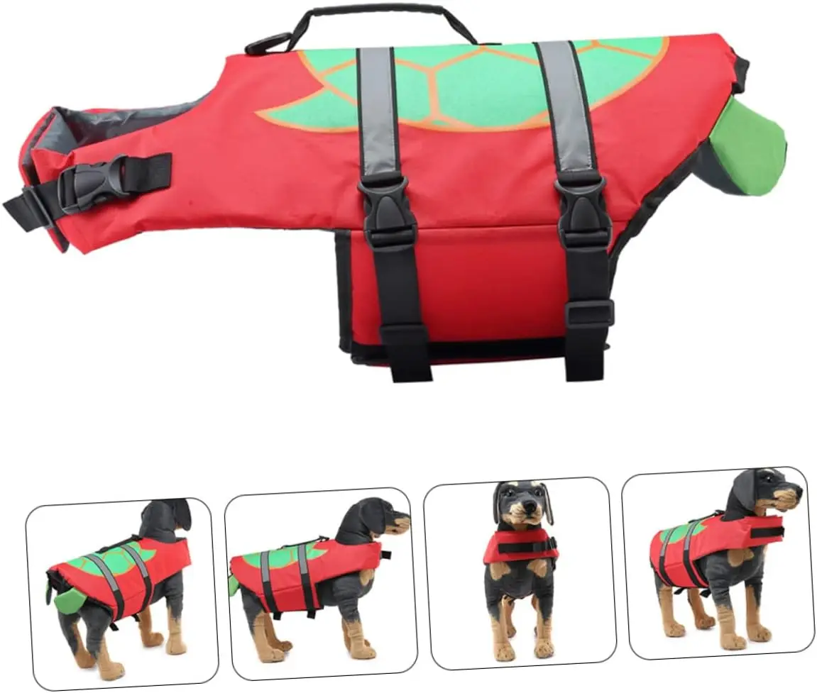 

Dog Life Jacket – Turtle Shell Design Adjustable Safety Vest with Reflective Strips & Rescue Handle for Swimming