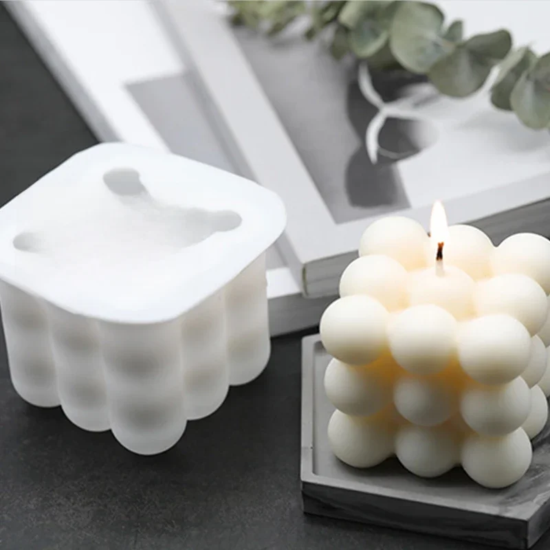 3D Cube Silikonowa forma do świec DIY Kryształowa forma epoksydowa Mała okrągła kula Formy do mydła Narzędzie do robienia świec Rękodzieło Dekoracje Materiały eksploatacyjne — zdjęcie 2