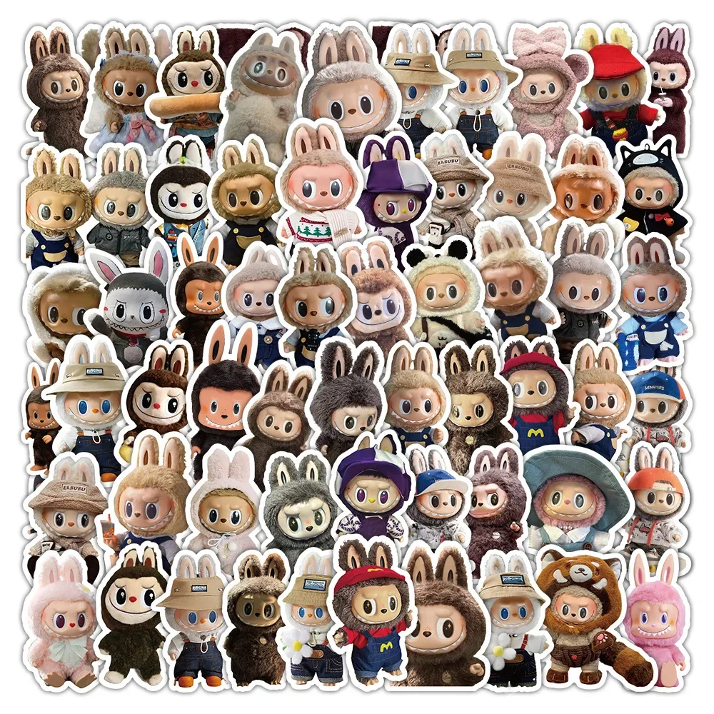 AliExpress GOGOTU 10/30/62PCS Cute Labubu Doll Stickers Cartoon Originality Decoration Laptop Phone Guitar Bike Decals