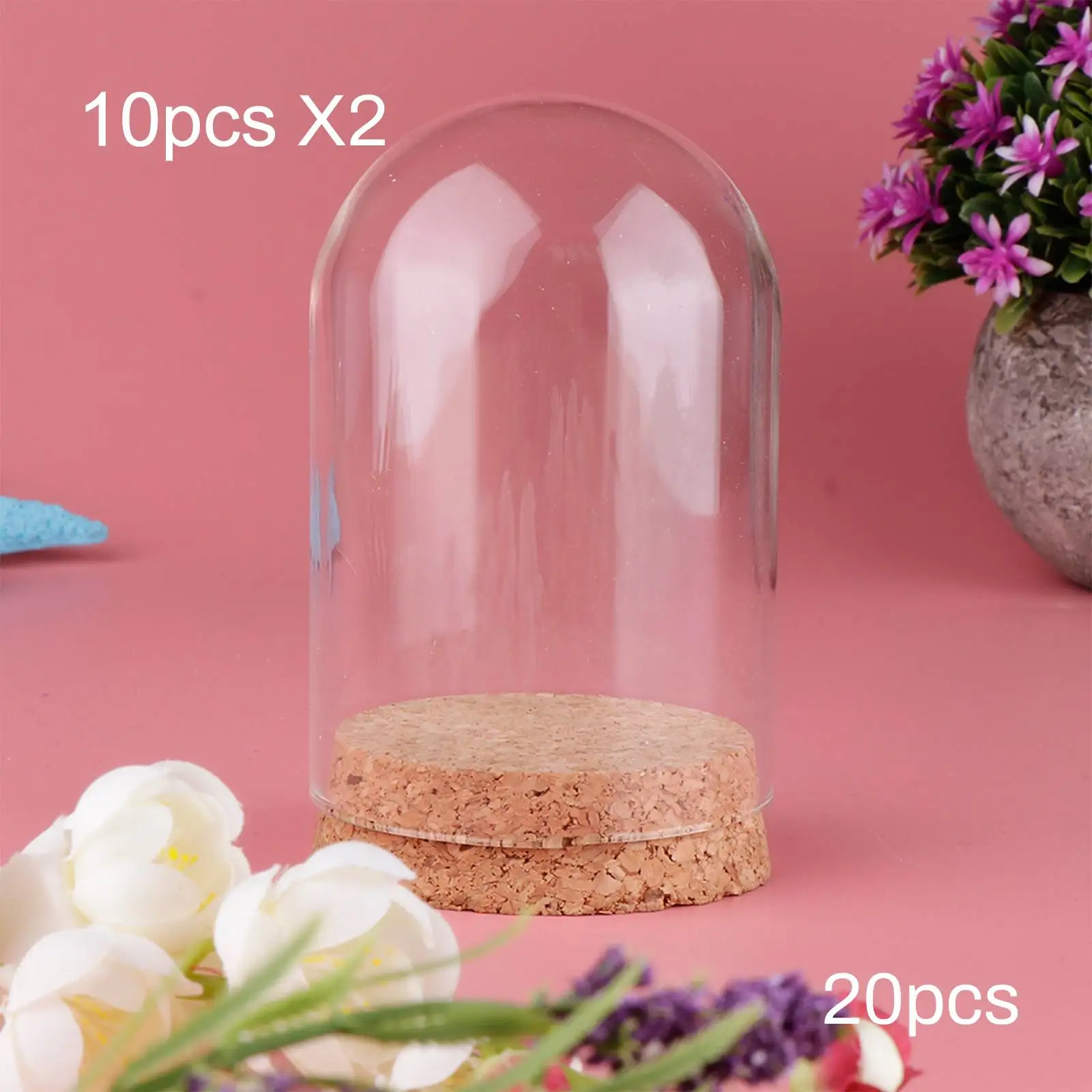 Dôme d'affichage avec Base, 2x10 pièces, vitrine anti-poussière, dôme en verre, objets de collection de protection, pièce maîtresse de Table, cadeau