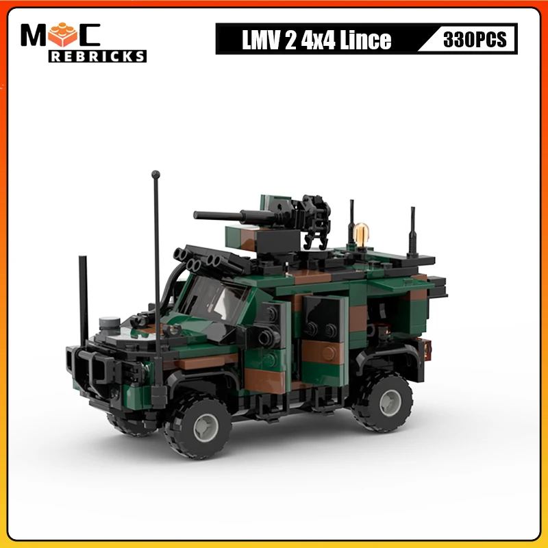 WW2 Military War Italian Army LMV 2 4x4 Lince Light Multirole Vehicles MOC Building Blocks Customized Model Cars Kid Bricks Toys