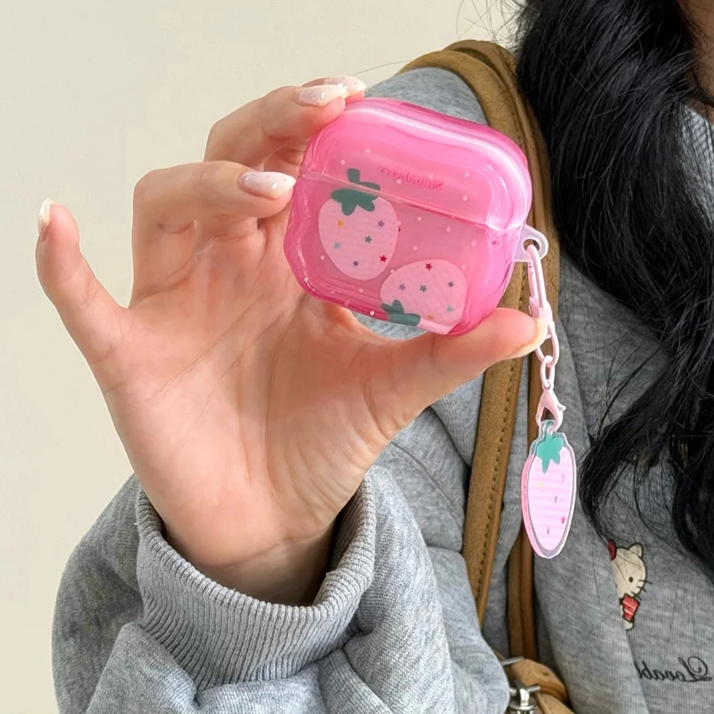 

Sweet Strawberry Case, Compatible with AirPods Pro2/3/Pro/AirPods4/3/2/1Cute and Sweet Shockproof Earphone Case from South Korea