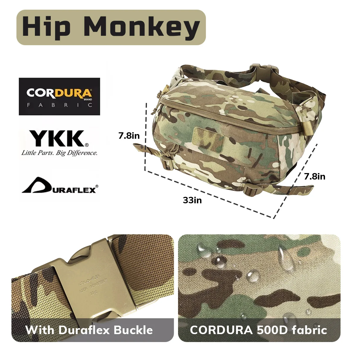 

VOTAGOO® 8L Tactical Waist Bag Made of Cordura 500D nylon