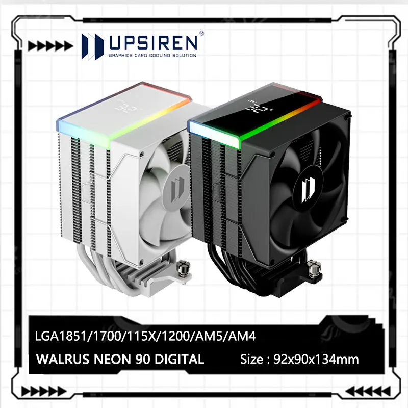 

UPSIREN WALRUS NEON 90 Digital Temperature Display CPU Cooler/ARGB digital display screen/4 heat pipes/Supports LGA1851/1700/AM5