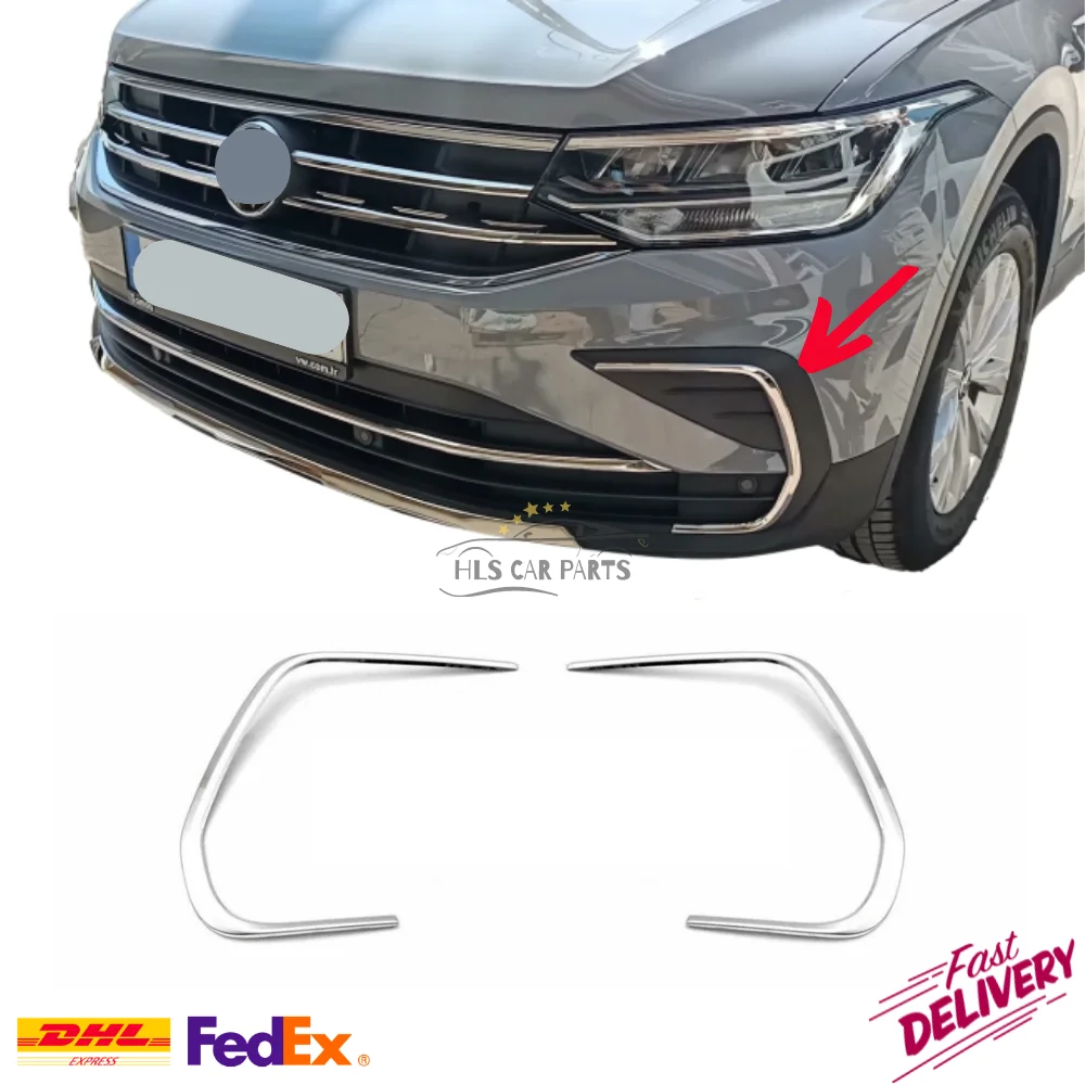 Stainless Steel Fog Light Trim for Volkswagen Tiguan 2 Pieces Chromium Accessory 2020-2021 Model Years Fast Delivery