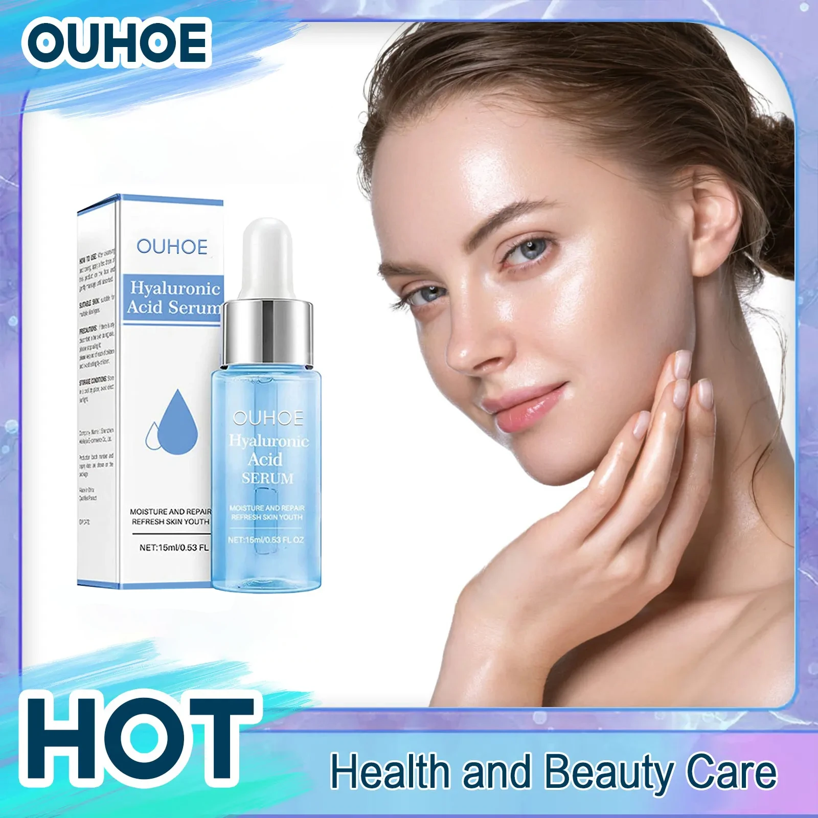 Hyaluronic Acid Serum Deep Moisturizing Anti Wrinkle Shrink Pore Reduce Fine Lines Whitening Nourish Firming Facial Essence 15ml