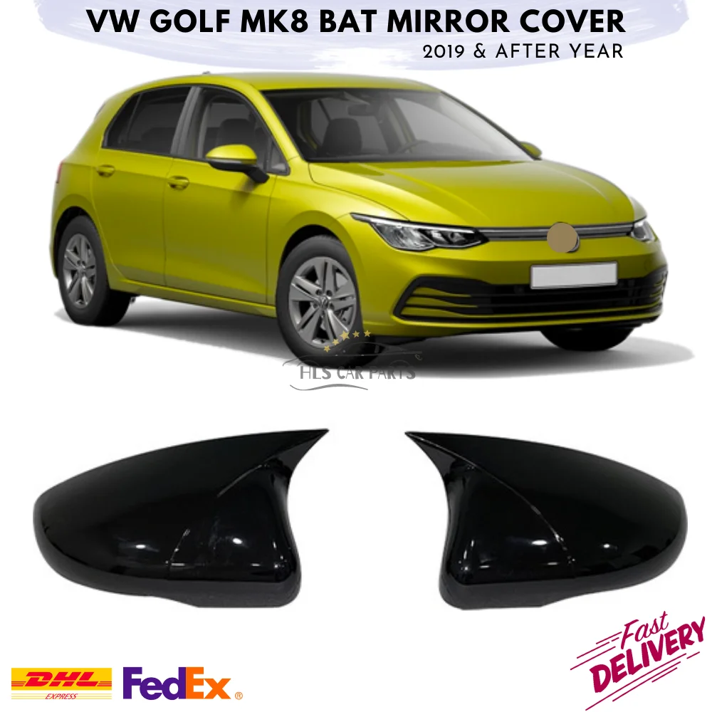 

Bat Mirror Cover for VW Golf MK8 2019 and After Year Car Accessories Shiny Piano Black Tuning Auto Sport Design