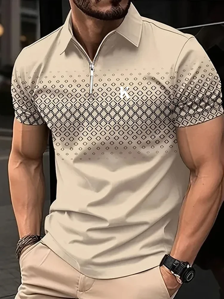 Men's Golf Shirt Polo Shirt Casual Quarter Zip Short Sleeve T Shirt Fashion Casual Zipper Summer Spring Regular Fit Golf Shirt image 2
