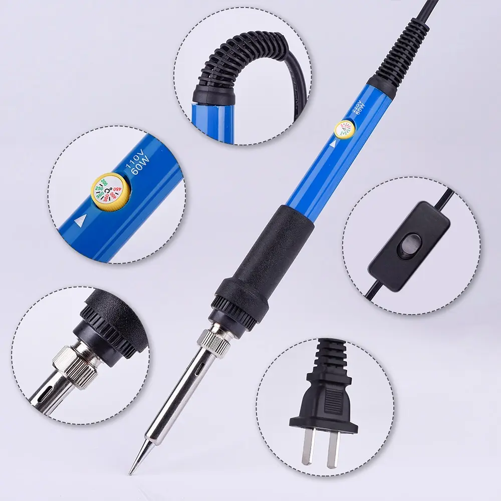 Electric Soldering Iron Adjustable Temperature With Switch 60W 80W 220V 110V Welding Solder Rework Station Repair Tools QH New