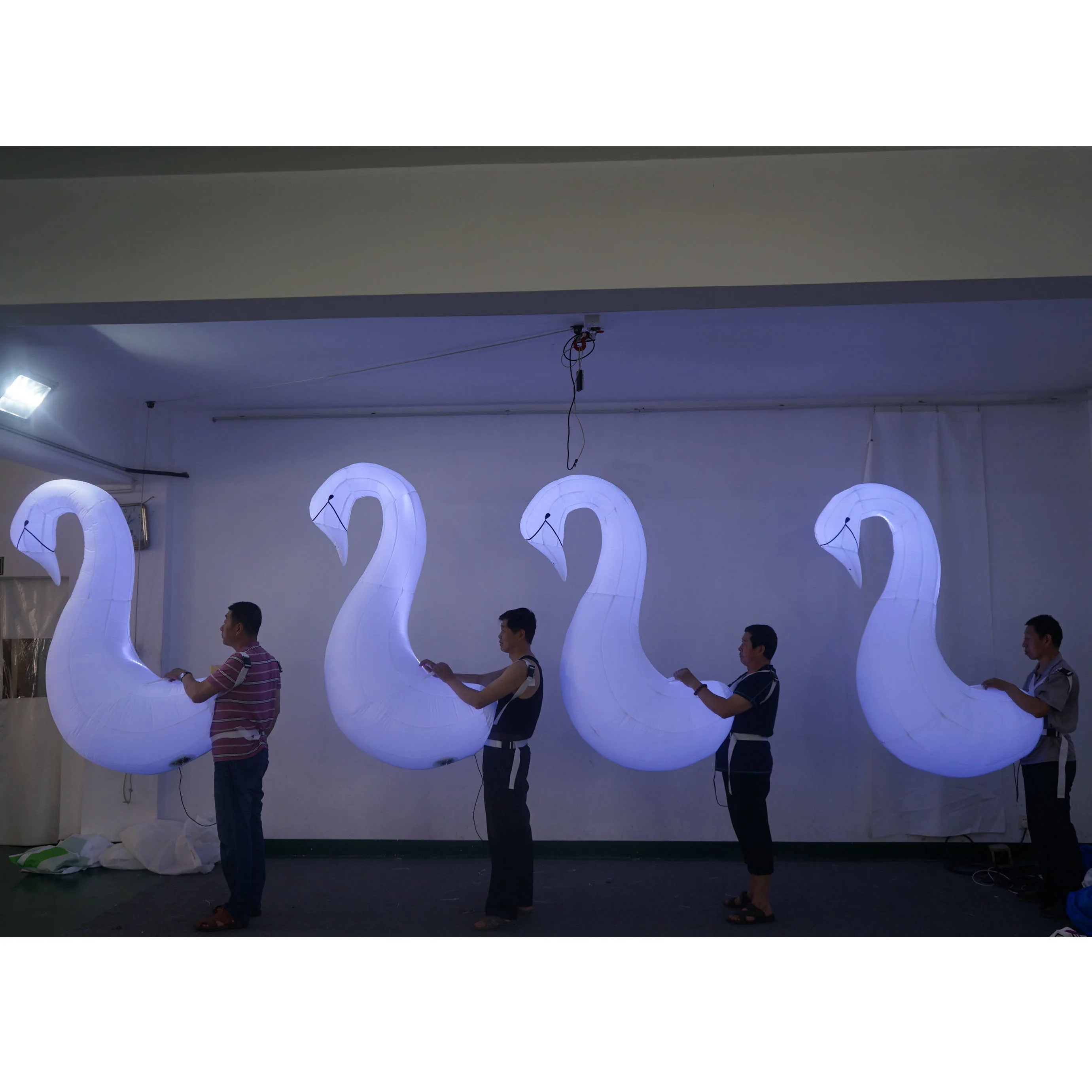 Giant Inflatable Bird/Swan Costume with White LED Light Air Blow Bird Outdoor Carnival Parade Walking Performance Props for DJ