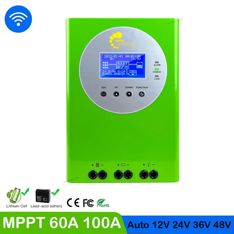 

60A 100A MPPT Solar Charge Controller With WiFi 12V 24V 48V Auto 150VDC Solar Panel Regulator For Lifepo4 Lithium Lead Acid GEL