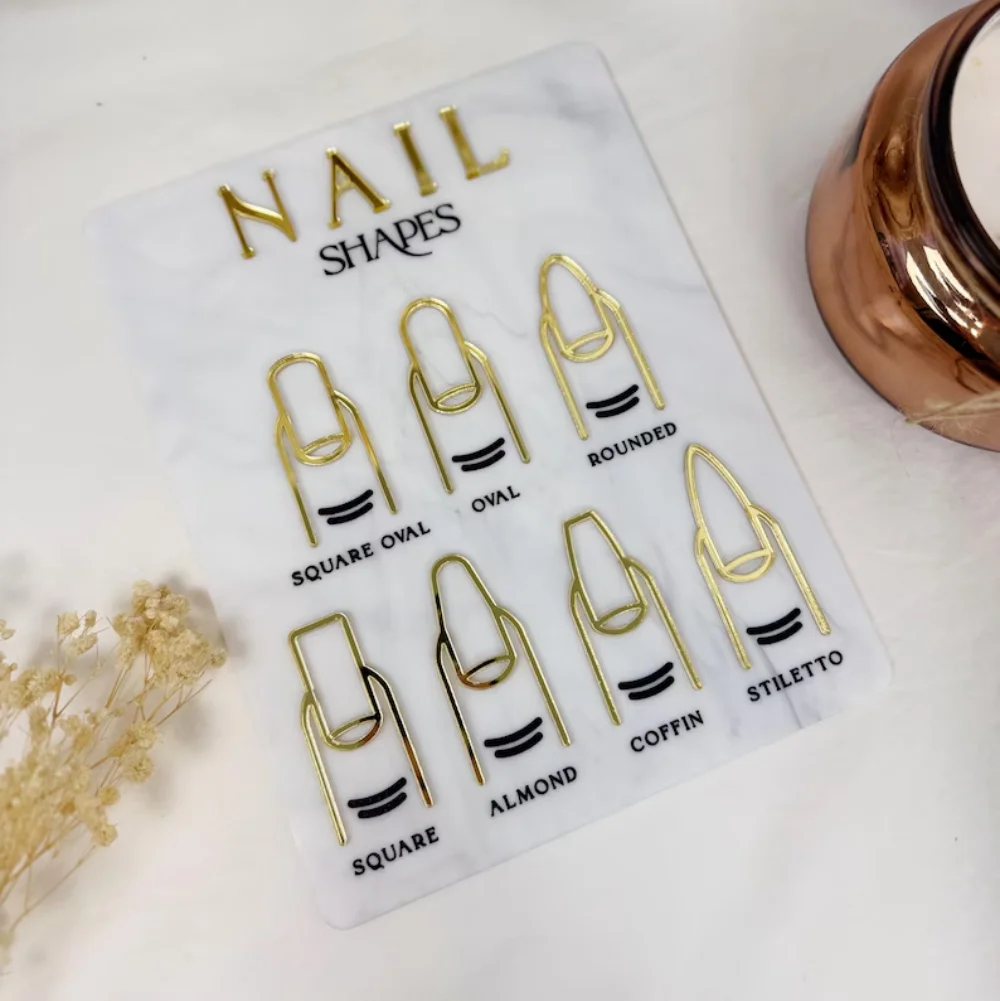 

Nail Shape Display Sign Acrylic Salon Sign Aesthetics Nail Care Artistry Nail Tech Essential Signage Beauty Salon Decor A3 Size