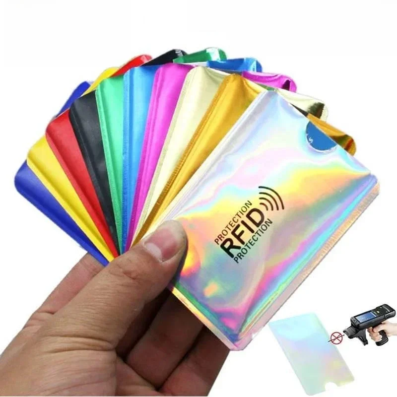 5/10 szt. Rękawy blokujące RFID, ochrona przed kradzieżą tożsamości, bezpieczny rękaw na karty kredytowe, karta debetowa, przezroczysty plastikowy rękaw (Random Color-10pcs) — Zdjęcie 2 z 2