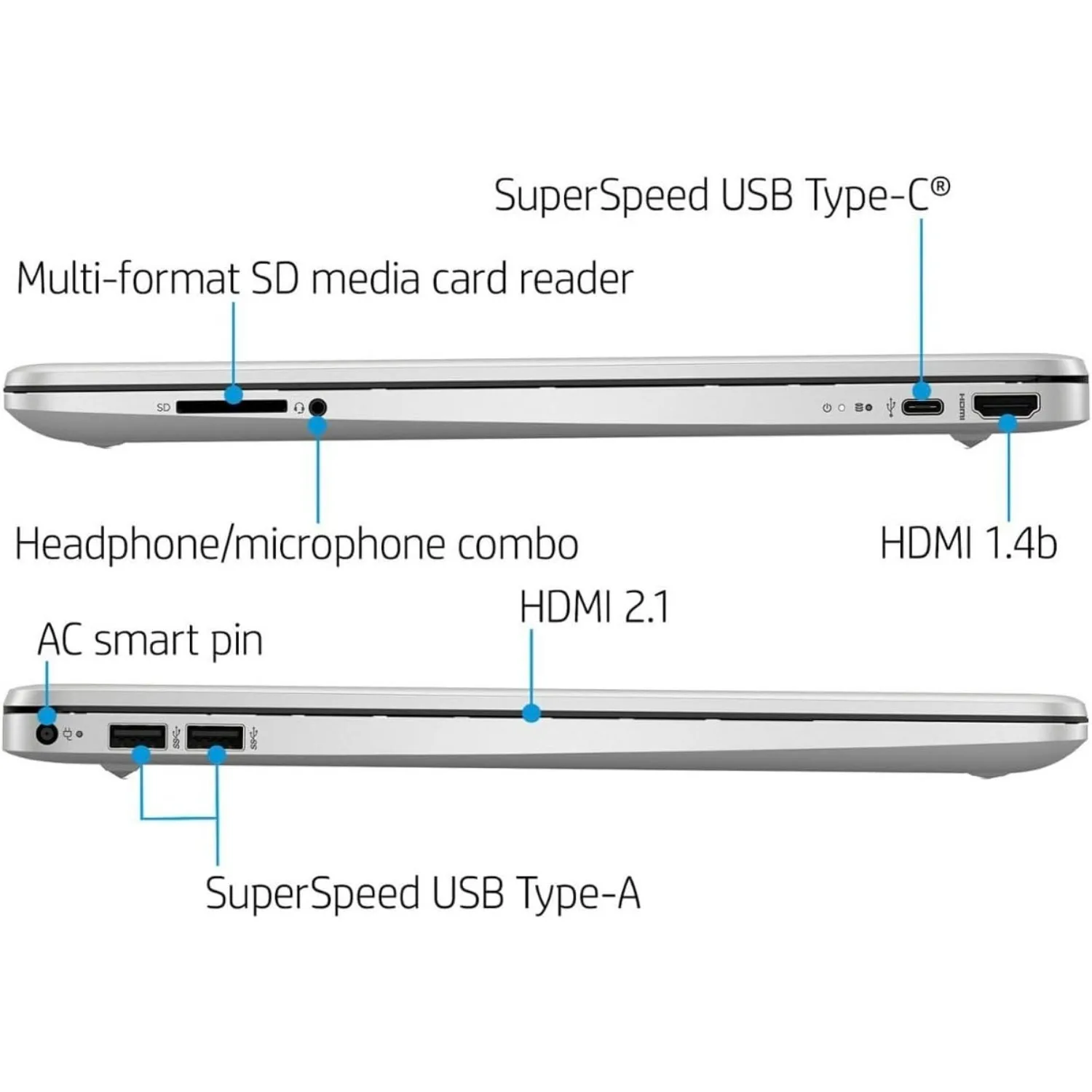 Ноутбук HP 14 дюймов, Intel Pentium N5030, ОЗУ 32 ГБ, SSD 1 ТБ, Intel UHD Graphics,Windows 11, серебристый, с игровой мышью