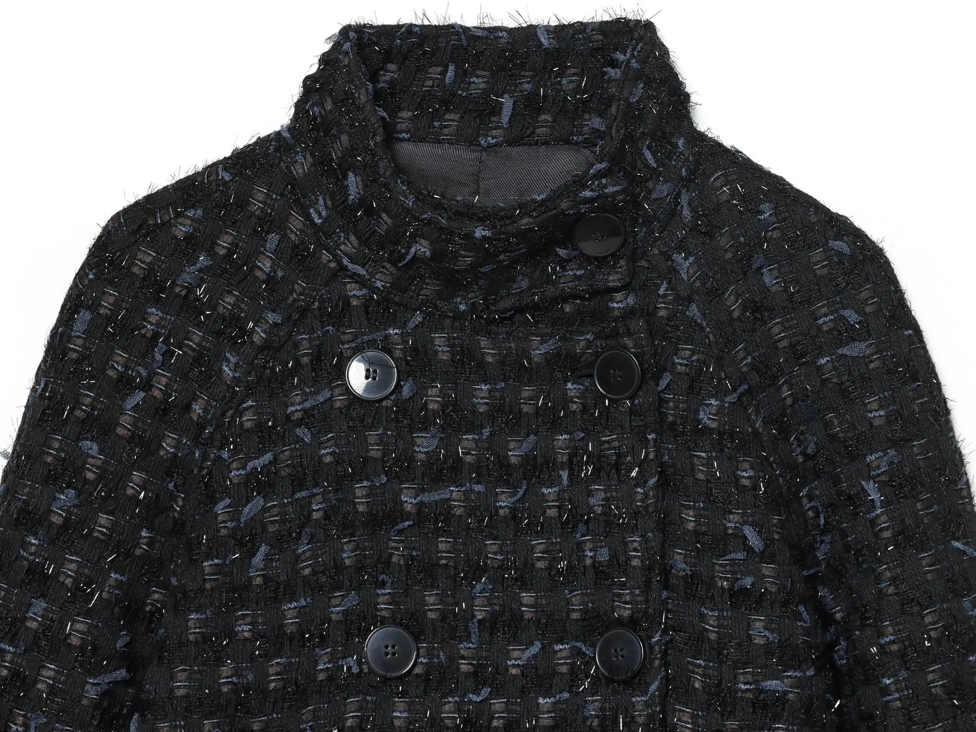 

Women's Short Tweed Jacket round Neck Full Sleeve Loose Fit Top Coat Fashion Autumn Outerwear for Ladies