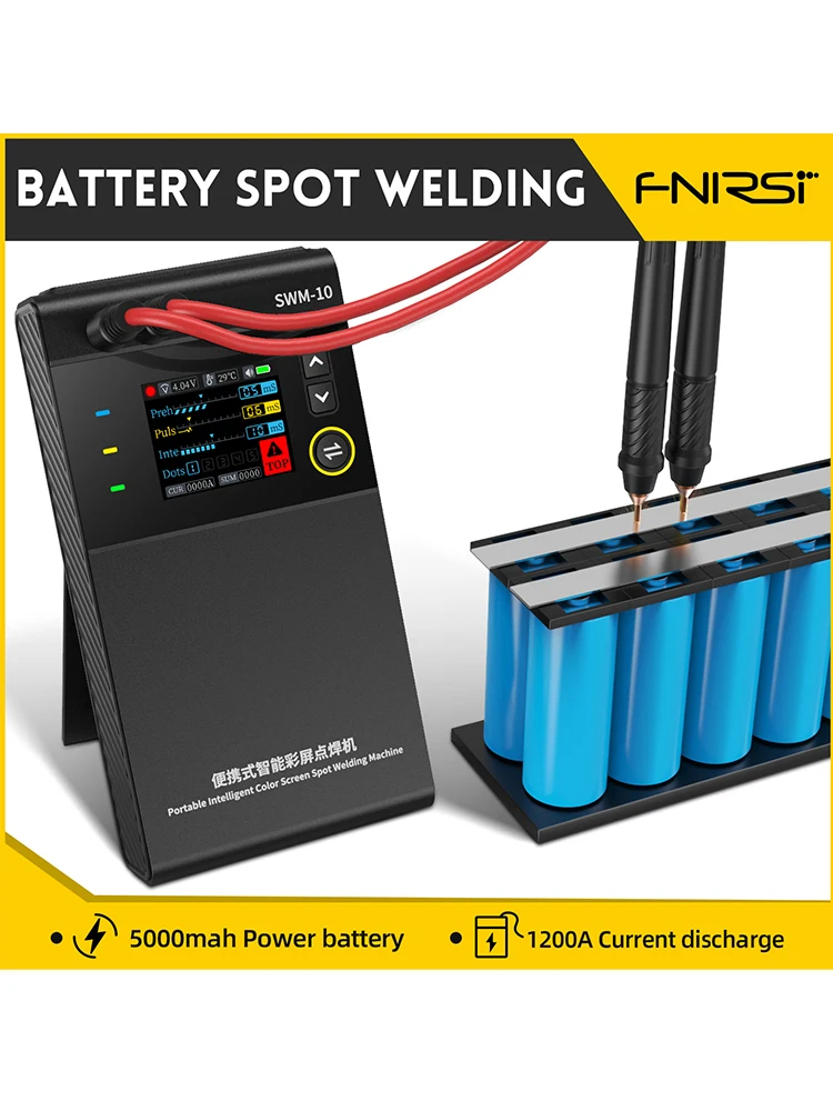 Fnirsi Swm-10 Tragbarer Akku-Schweißer mit TFT-Bildschirm, Handgeführte DIY-Schweißmaschine, 5000mAh 18650 Akku, Max. 0,25mm Nickelblechdicke