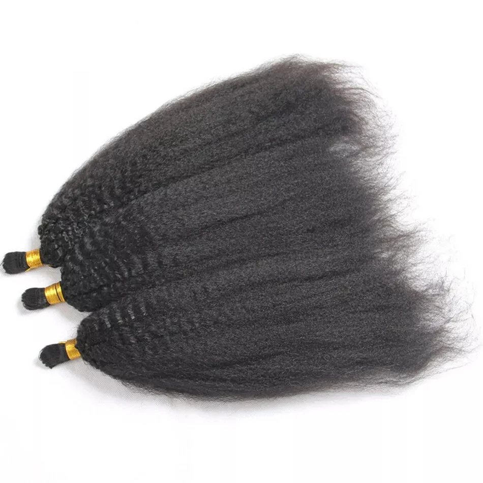 Kinky Straight Hair para Trançar, 100% Cabelo Humano Real, Sem Pacotes de Trama, Bulk Braning, Extensões de Cabelo, Cor Natural, 100G, 150G