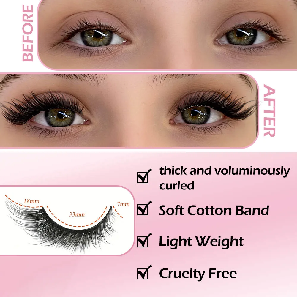 Cils naturels faux cils en vison mélangé, cils en forme d'aile 3D naturels longs et volumineux, faux cils faits à la main réutilisables, cils naturels 10 paires