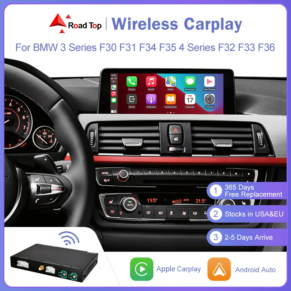 Android Auto Wireless CarPlay for BMW 3 4 Series F30 F31 F32 F33 F34 F35 F36 2012-2020, with Mirror Link AirPlay Car Player