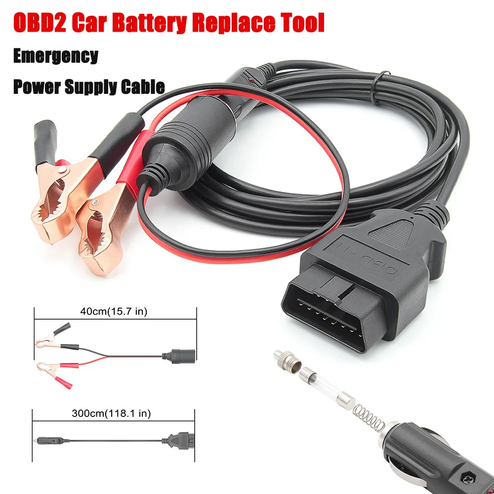 OBD2 Automotive Battery Replace Diagnostic Tools OBD II Car ECU Memory Saver Battery Plug Universal Emergency Power Supply Cable