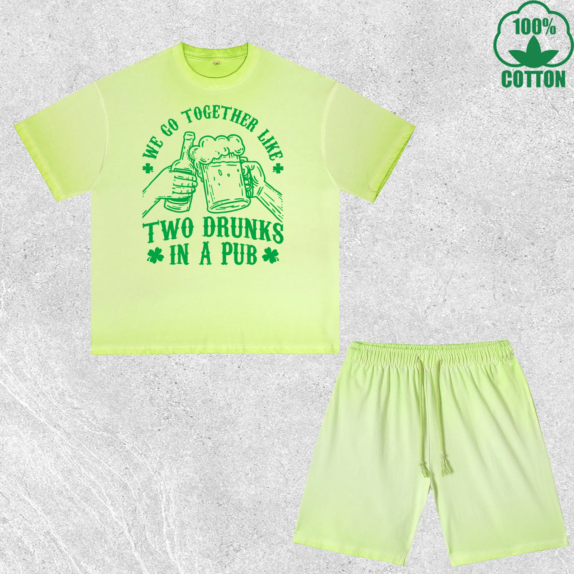 

Комплект из футболки и шорт с принтом We Go Together, эффект потертости, разноцветный, свободный крой, модный, 100% хлопок, выгодный набор