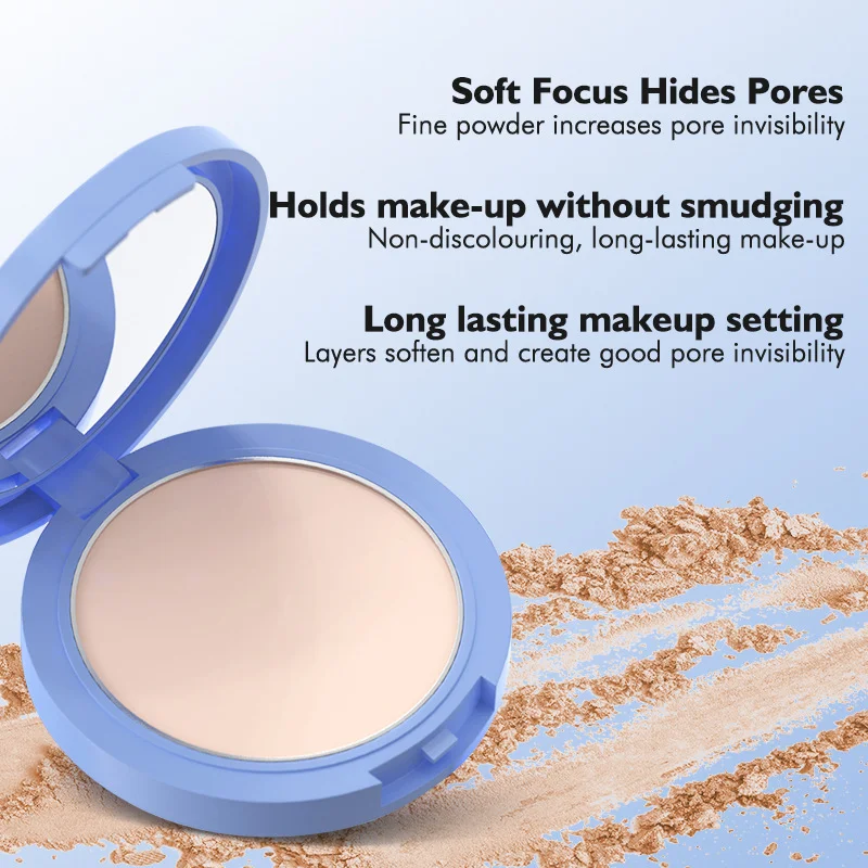 Cipria Compatta Opacizzante a Lunga Durata con Applicatore a Spugna, Impermeabile, Texture Liscia per un Viso Luminoso