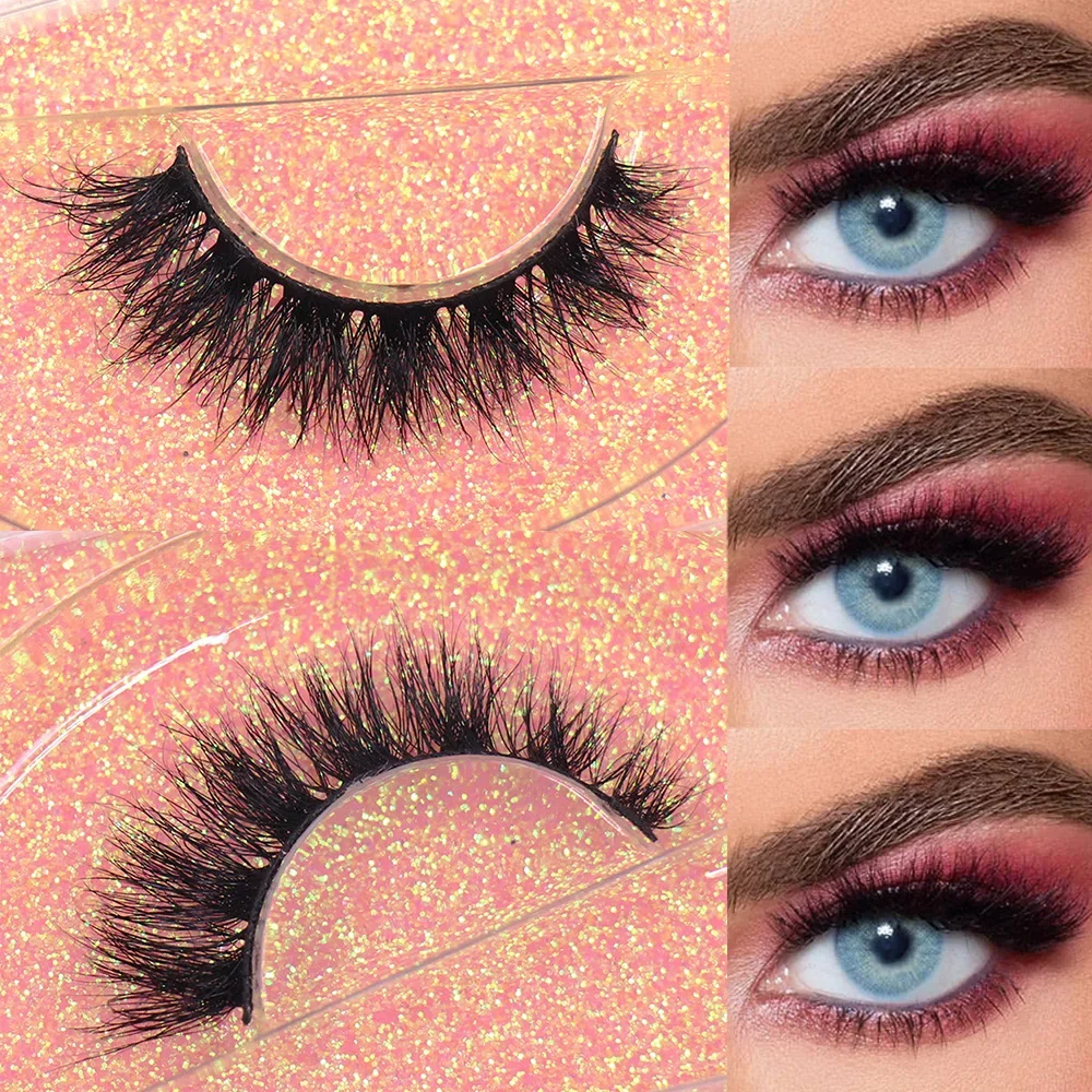 LEHUAMAO Maquiagem Korte Natuurlijke Nertsen Wimpers Pluizige Piekerige Wimpers Volume 12mm-15mm Valse Wimpers Wimper Extensio make-up - afbeelding 2