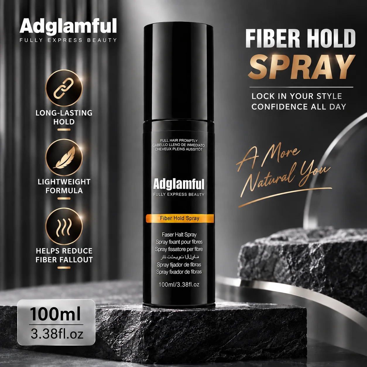 100ml Hair Fiber Hold Spray Long Lasting Lightweight Fixing Spray for Hair Building Fibers Natural Looking Finish Men Women