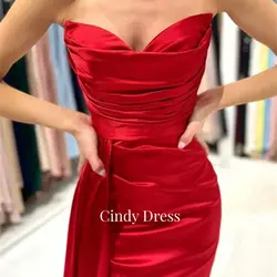 Red Satin Mermaid Sweetheart Long Customized Dresses Gala Party Dress for Wedding Elegant Guest Saudi Women Evening Graduation