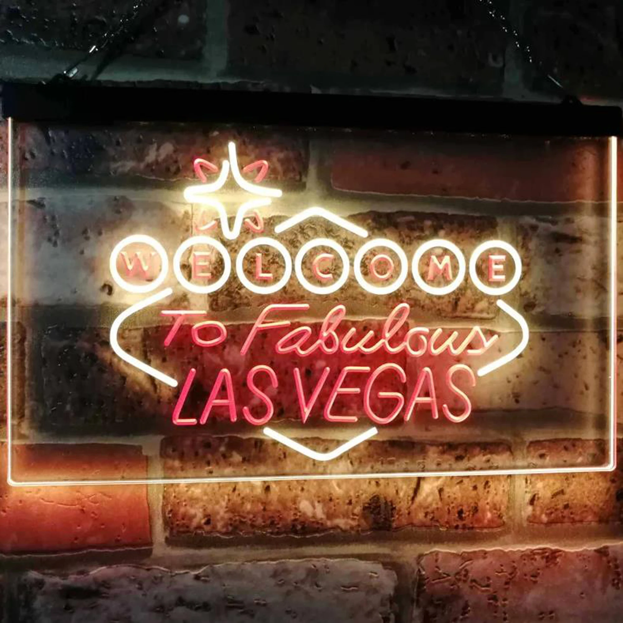 

Custom Dual Color LED Neon Light Welcome to Fabulous Las Vegas Casino Beer Bar Wall Art Display Wall Decor Hanging Neon Light