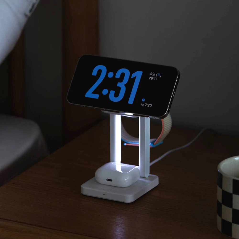 شاحن لاسلكي آيفون 3 في 1 آمن-شاحن ساعة جلاكسي