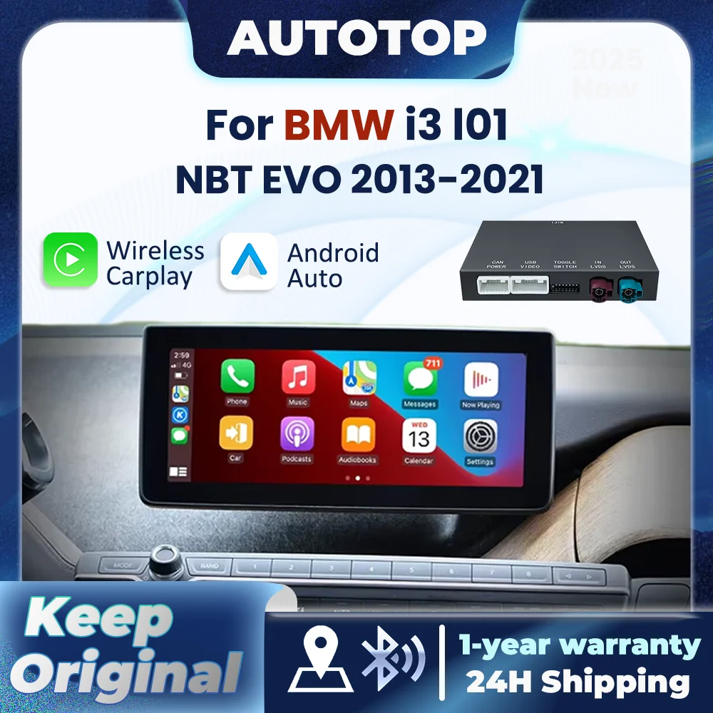 Drahtlose Apple CarPlay Android Auto Decoder Box Für BMW NBT EVO System i3 I01 2013-2021 BT AUX Spiegel Link AirPlay Auto Modul