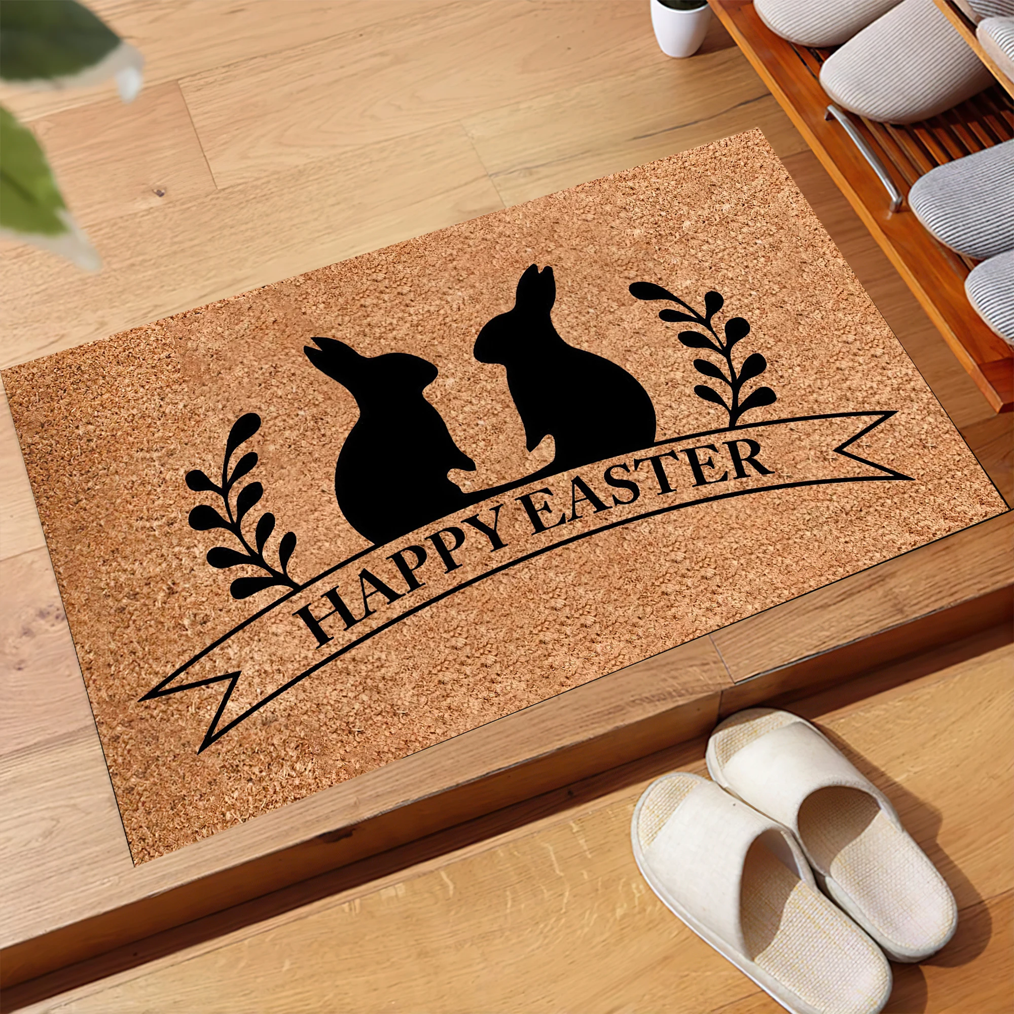 

Happy Easter Doormat Rubber Non-Slip Funny Mats for Entryway Door Mat Indoor Floor Foot Mat