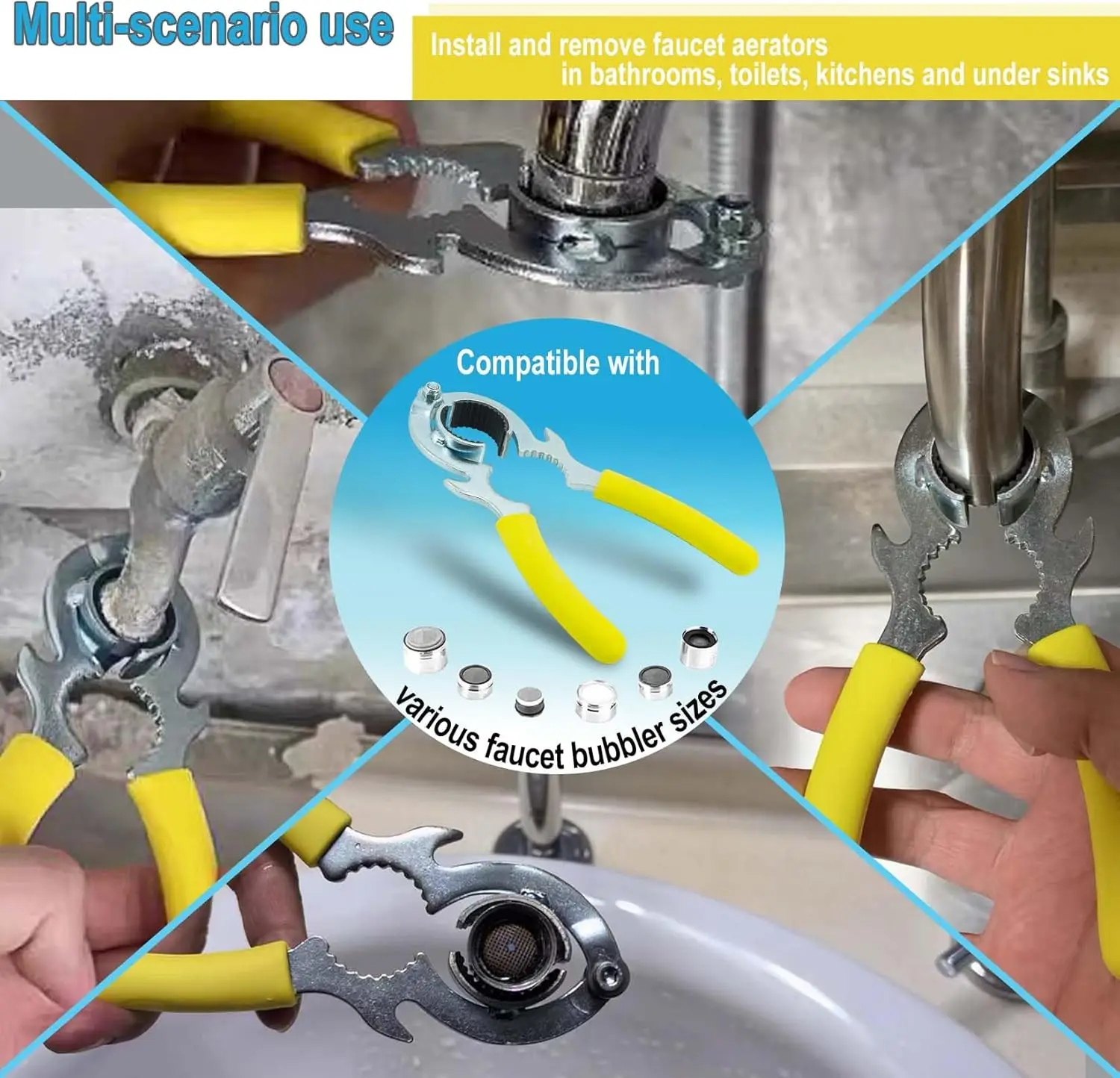 Chiave per la rimozione dell'aeratore del rubinetto: rimuovere facilmente, installare e pulire le testine di spruzzo del lavandino. Attrezzo essenziale per cucina e bagno.