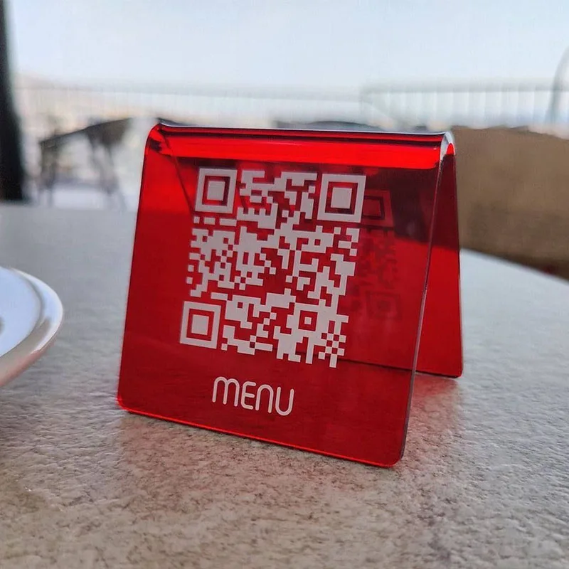 Acrylic QR Menu Holders Touchless Menu Stand WiFi Connected QR Freestanding Price Display Tabletop Menu Sign Bistro Coffee Shop