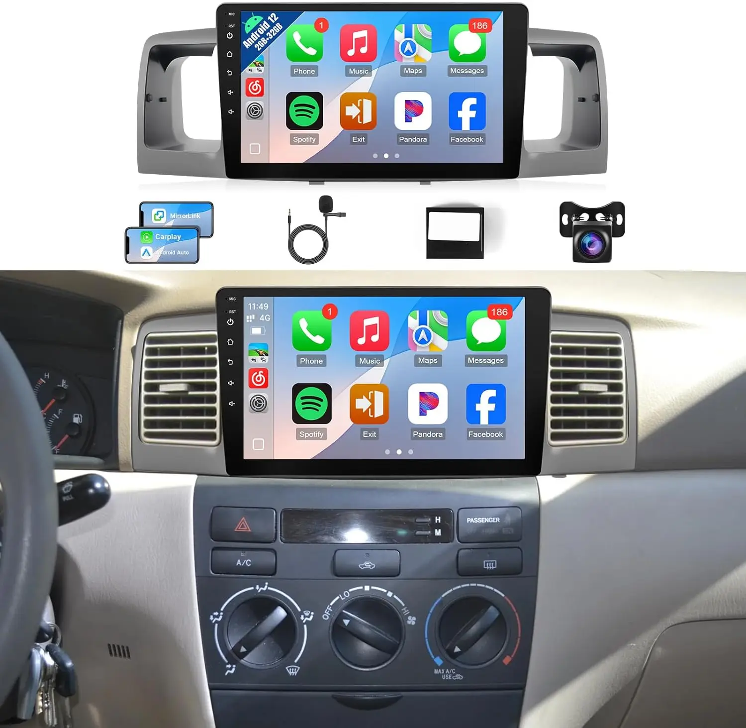 

9 Inch Touch Screen forToyota Corolla 2003-2008 Car Stereo with GPS/Bluetooth/FM/WiFi/SWC+Can Bus, AHD Camera (Fit J.B.L System)