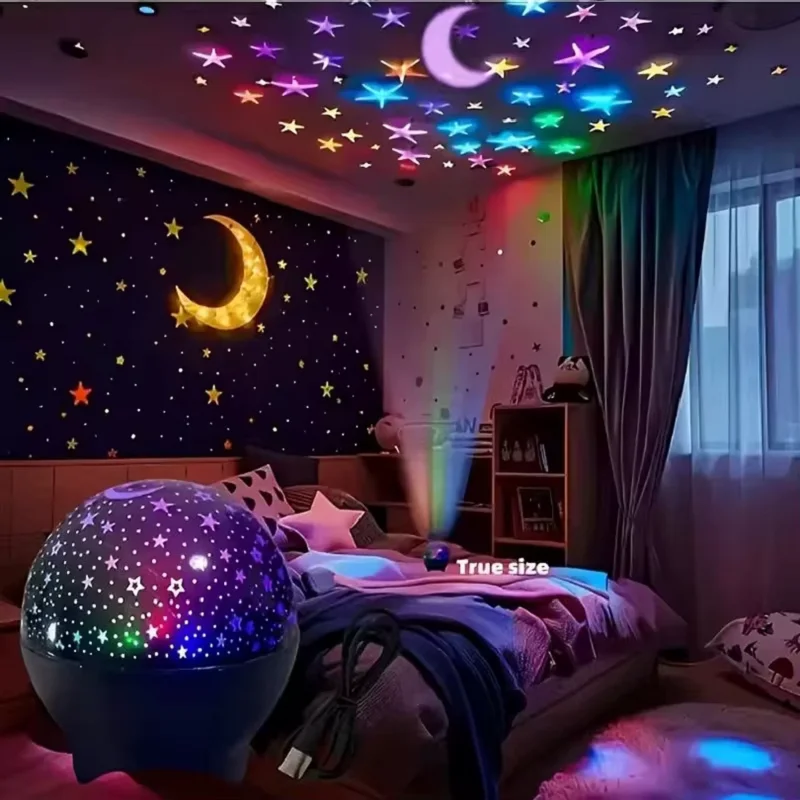 LED Starry Sky Night Lights USB Projection Lamp Magic Ball Moon Star Christmas Lights Bedroom For Kid Baby Atmosphere Decor Lamp