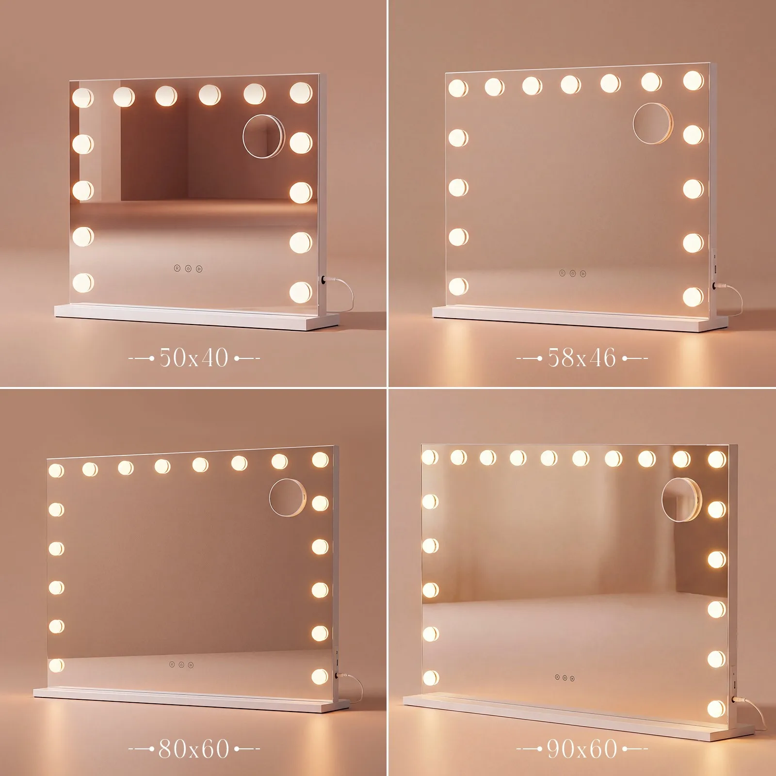 Vanity Mirror with Lights ,14/20 Led Bulbs Hollywood Makeup Mirror. Lighted Dimmable 3 Color Modes,Touch Control Cosmetic Mirror, 10X Magnification for Dressing Table Bedroom