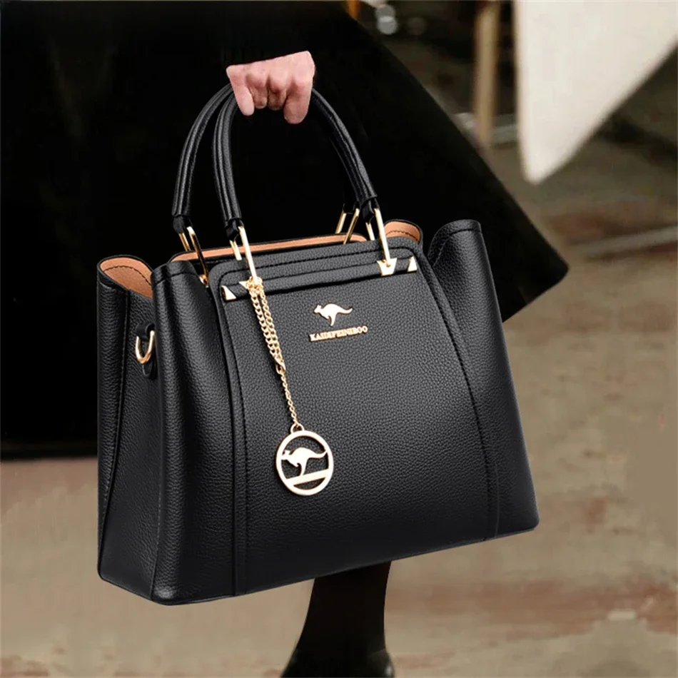 Sacs à main de luxe en cuir souple pour femmes, sacs de styliste à 3 couches, Sac à bandoulière pour dames, grande capacité, fourre-tout de