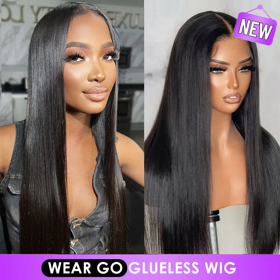 Prebleached Straight Hd Lace Glueless Wig Human Hair Ready To Wear 4x4 Closure Wigs Glueless Preplucked Human Wigs Wear Go Wigs