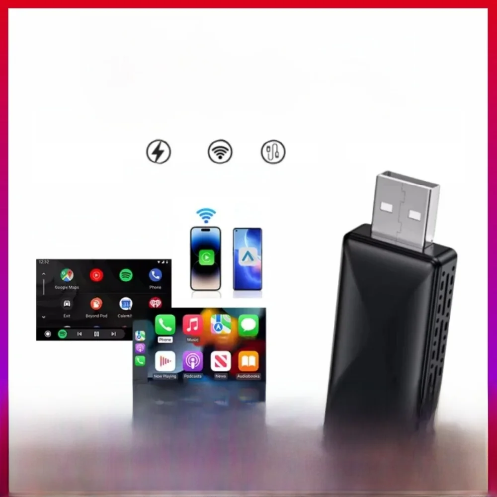 Bezprzewodowy adapter Carplay Android Auto 2w 1 Smart Dongle 2025 5G WIFI do iphone'a Telefon z systemem Android do Volvo Benz Mg Kia Chery VW — zdjęcie 2