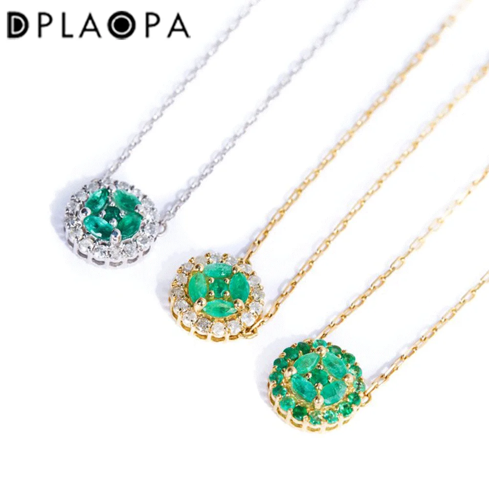 DPLAOPA 100% 925 Sterling Silver Green Emerald Pendant Zircon CZ Long Necklace Party Shiny 2022 Women Wedding Jewels