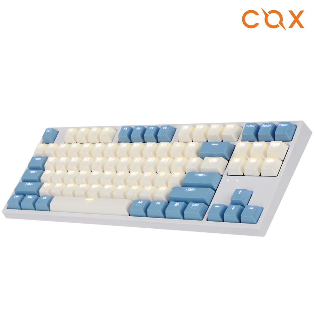 COX COX CK87 GATRon Mechanical LED Gaming Tenkiris Keyboard (Cream Blue. Yellow axis)