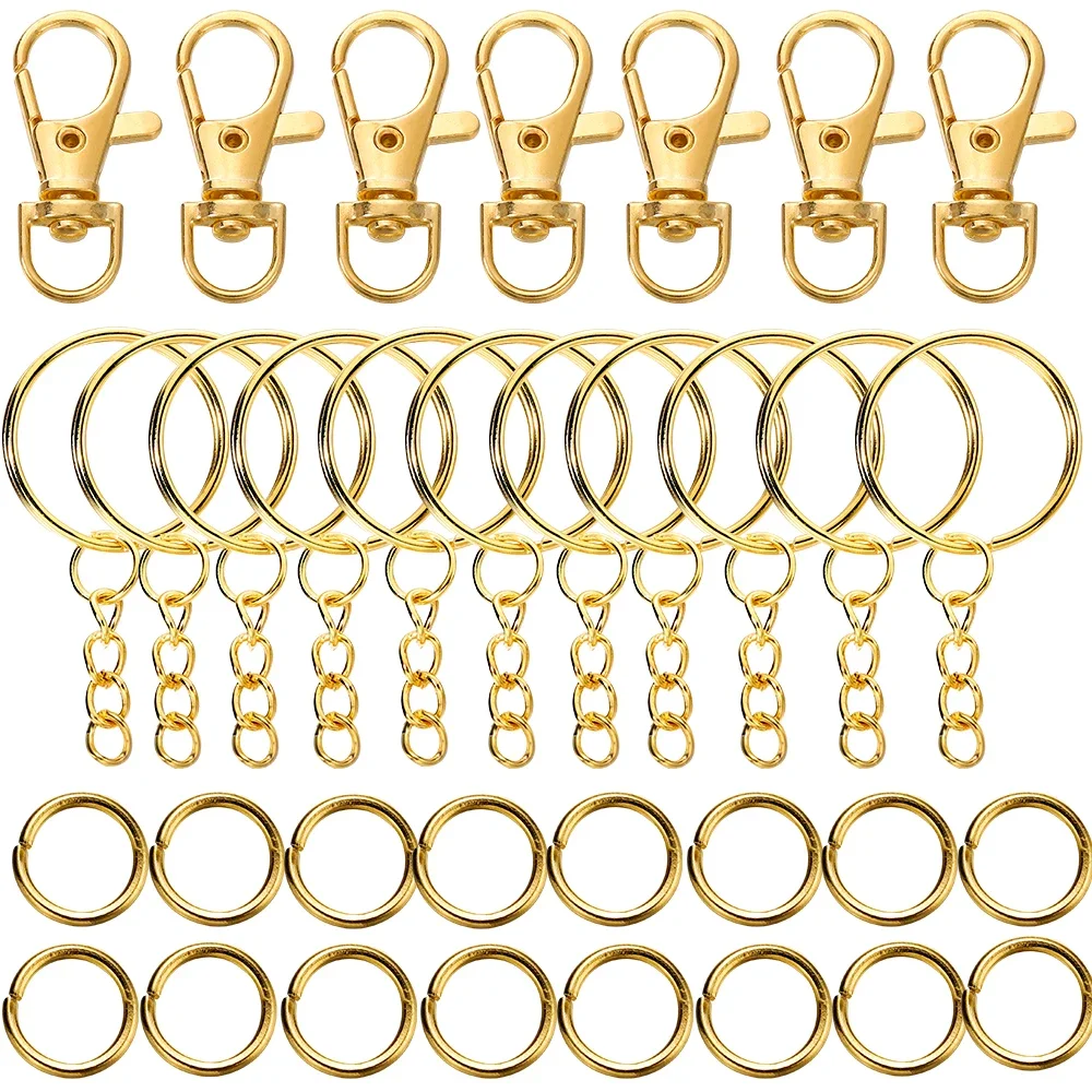 70 stks/partij Swivel Karabijnhaak Sleutelhangers met Ketting Ringetjes Connectors voor DIY Sleutelhanger Lanyard Sieraden Maken Accessoires Kits - afbeelding 2