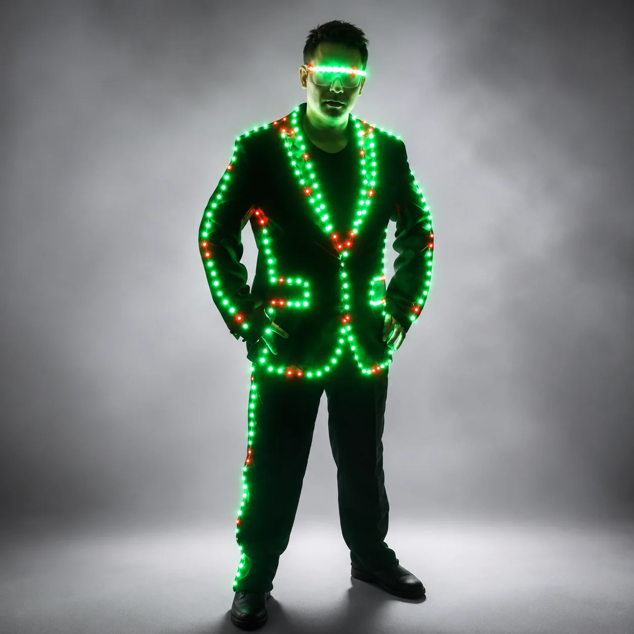 Full Color Pixel LED Lights Jacket Coat Stage Dance Costume Tron RGB Light Up Stage Suit Outfit
