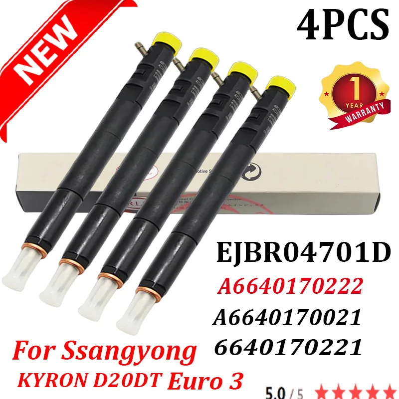 

4pcs EJBR04701D For SSANGYONG Actyon Kyron A6640170021 NOZZLE 6640170221 A6640170222 NEW Common Rail Diesel Injector